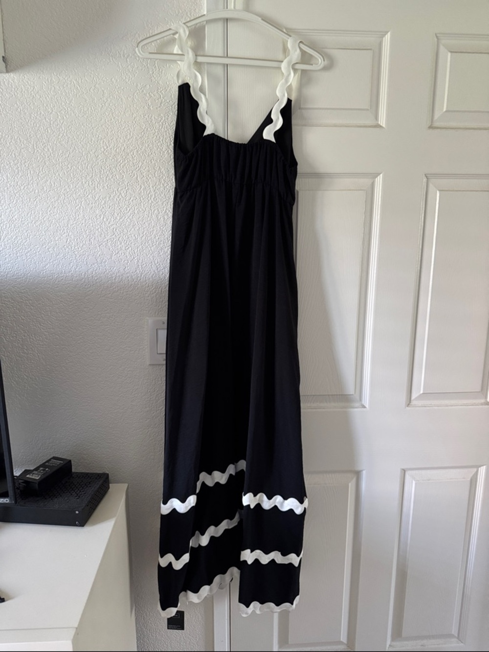 NWT Black Maxi Dress with White Trim - Women's Elegant Summer Dress - Picture 3 of 3